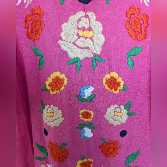 Frances Valentine Floral Cotton  Embroidered Maxi Caftan Womens Size 20 Colorful - Picture 3 of 12